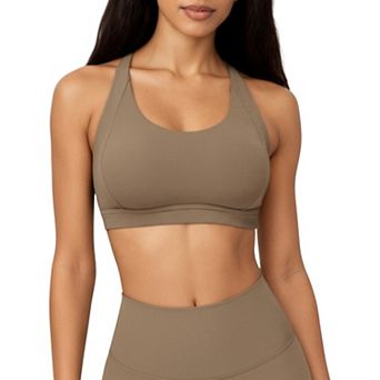 Women's Scoop Neck Racerback Sports Bra with Smooth Stretch Fabric and Supportive Fit