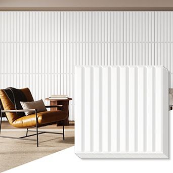 PVC Slat Wall Panel, 19.7 x 19.7 in 3D Fluted Textured Panel Black, Suitable for Living Room