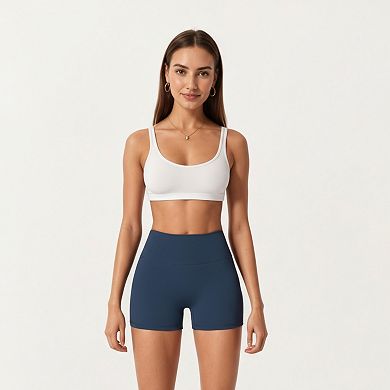 Women's High Waist Stretch Fit Athletic Shorts with Smooth Seam Detailing and Supportive Fabric