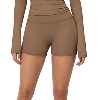 Women's High Waist Stretch Fit Athletic Shorts with Smooth Seam Detailing and Supportive Fabric