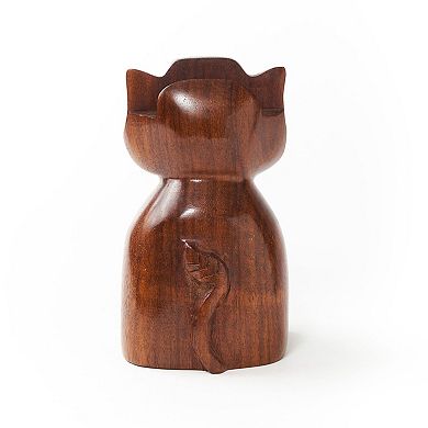 Trunk Up Elephant Eyeglass Holder Stand - Hand Carved Wood