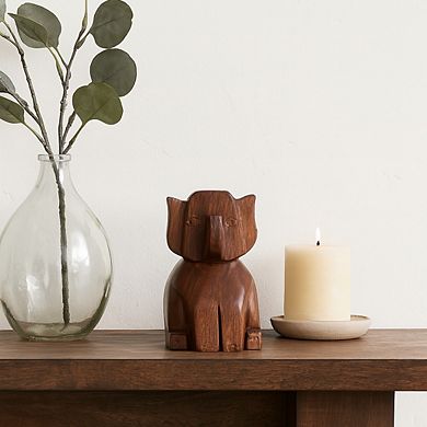 Trunk Up Elephant Eyeglass Holder Stand - Hand Carved Wood