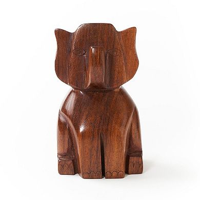 Trunk Up Elephant Eyeglass Holder Stand - Hand Carved Wood