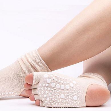 Women's Open Toe Grip Yoga Socks with Anti-Slip Sole and Cut-Out Instep Design