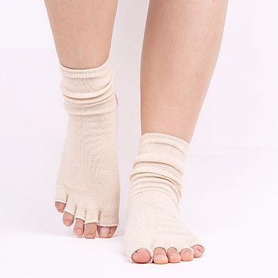 Women's Open Toe Grip Yoga Socks with Anti-Slip Sole and Cut-Out Instep Design