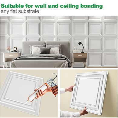 PVC Ceiling Tiles, Glue Up Plastic Sheet in Black, Suitable for Home Decorative Ceilings