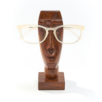 Face Glasses Holder Stand - Hand Carved Indian Rosewood