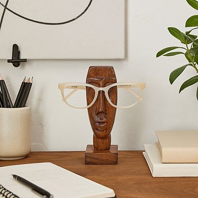 Face Glasses Holder Stand - Hand Carved Indian Rosewood