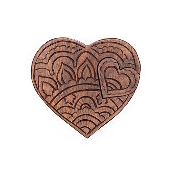 Heart Puzzle Box Jewelry Holder - Hand Carved Wood