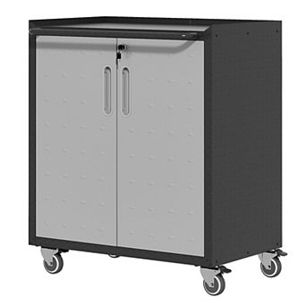 LOVMOR Heavy-Duty Metal Garage Storage Cabinet with Wheels