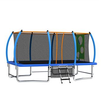 LOVMOR 8X14FT Outdoor Square Trampolines for Kids Adults Long Rectangular Tumbling Trampoline