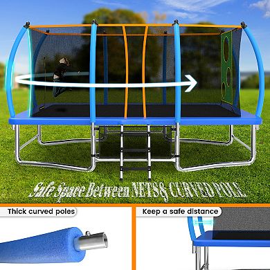 LOVMOR 8X14FT Outdoor Square Trampolines for Kids Adults Long Rectangular Tumbling Trampoline