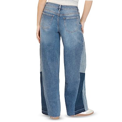 Juniors' madden girl Patchwork Wide Leg Jeans