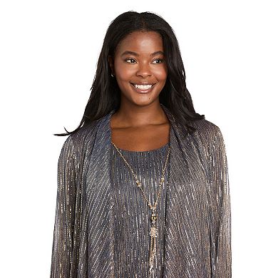 Women's R&M Richards 3-pc. Sequin Duster & Pant Set with Necklace