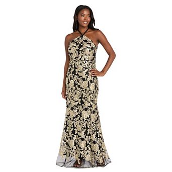 Women's R&M Richards Embroidered Long Halter Gown