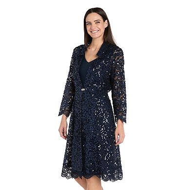 Women's R&M Richards 2-Piece Stretch Sequin Jacket & Dress Set
