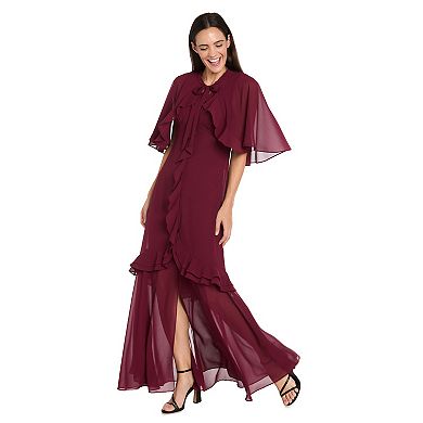 Women's R&M Richards 2-Piece Chiffon Ruffle Caplet & Dress Set