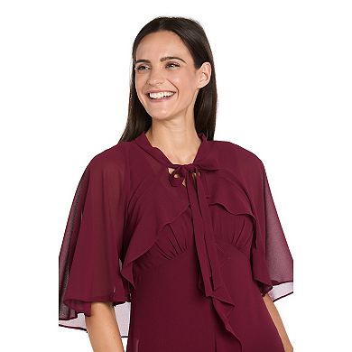 Women's R&M Richards 2-Piece Chiffon Ruffle Caplet & Dress Set