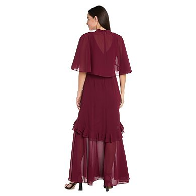 Women's R&M Richards 2-Piece Chiffon Ruffle Caplet & Dress Set