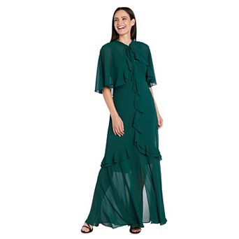 Women's R&M Richards 2 pc Chiffon Ruffle Caplet & Dress Set