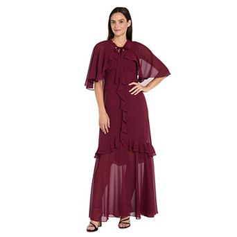 Women's R&M Richards 2 pc Chiffon Ruffle Caplet & Dress Set