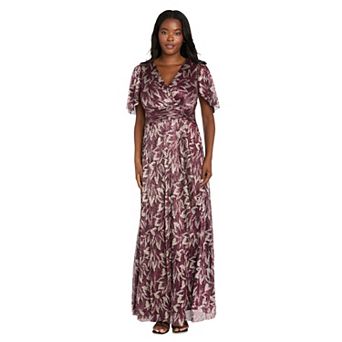 Women's R&M Richards Metallic Printed Maxi Dress