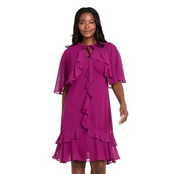 Women's R&M Richards 2 pc Short Chiffon Capelet & Dress Set