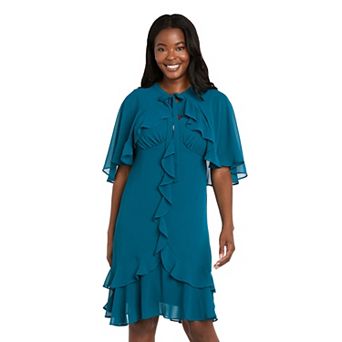 Women's R&M Richards 2 pc Short Chiffon Capelet & Dress Set