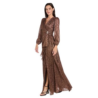 Women's R&M Richards Long Crinkle Pleated Dress