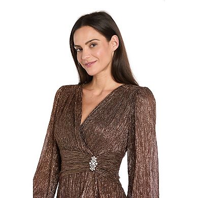 Women's R&M Richards Long Crinkle Pleated Dress