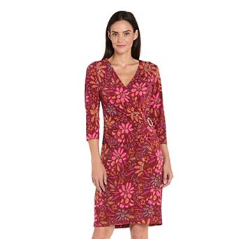 Women's R&M Richards Short Printed Wrap Dress