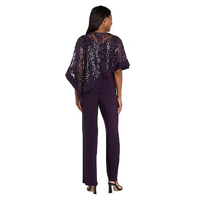 Women's R&M Richards 2-Piece Sequin Poncho Top & Pants Set