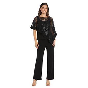 Women's R&M Richards 2 pc Sequin Poncho Top & Pants Set