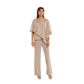 Women's R&M Richards 2 pc Sequin Poncho Top & Pants Set