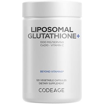 Codeage Liposomal Glutathione+ 1000mg, Coenzyme Q10, Antioxidant Support, 120 ct