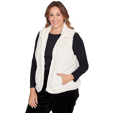 Hearts of Palm Plus Size Makin' Me Blush Solid Faux Fur Vest