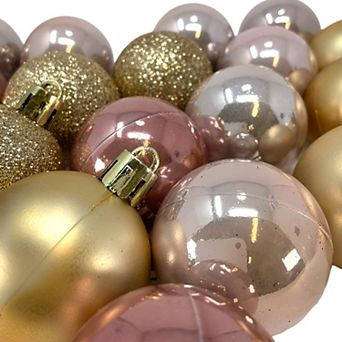 1.5 Inch Shiny Matte and Glitter Pink and Gold Ball Christmas Ornaments 20 pc Set