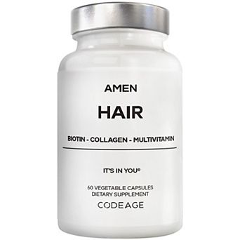 Amen Hair Vitamins, 10,000 mcg Biotin, Collagen, Vitamins, 60 ct
