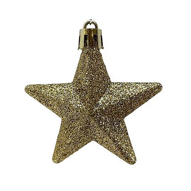 8 Piece Shiny Matte and Glitter Gold Stars Christmas Ornament Decorations 2 Inch