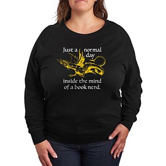 Plus Size Just a Normal Day Inside The Mind Of Book Nerd French Terry Long Sleeve Tee
