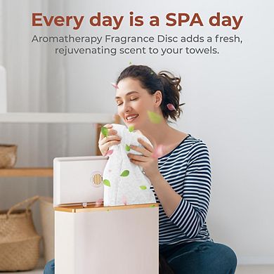 SereneLife Luxury Rectangle Towel Warmer, Spa Heater with Fragrance, Auto Shut-Off (Rose Gold)