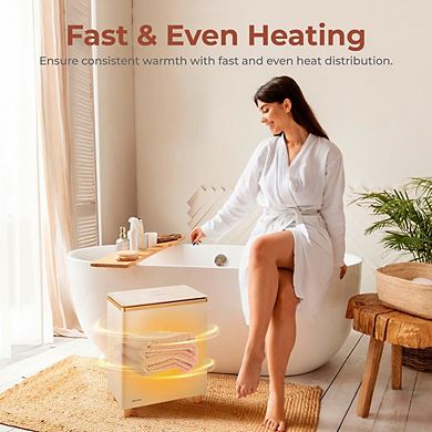 SereneLife Luxury Rectangle Towel Warmer, Spa Heater with Fragrance, Auto Shut-Off (Rose Gold)