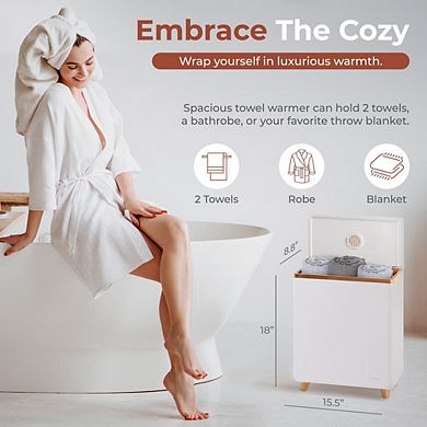 SereneLife Luxury Rectangle Towel Warmer, Spa Heater with Fragrance, Auto Shut-Off (Rose Gold)