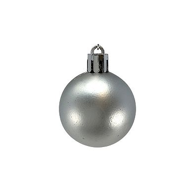 1.5 Inch Shiny Matte and Glitter Silver Christmas Ball Ornaments 20 Piece Set