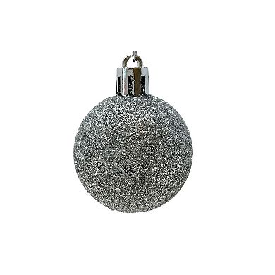 1.5 Inch Shiny Matte and Glitter Silver Christmas Ball Ornaments 20 Piece Set