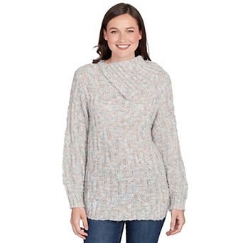 Hearts of Palm Women's Makin' Me Blush Long Sleeve Foldover Neck Sweater
