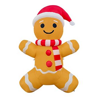 GOOSH 5.2FT Gingerbread Man Inflatable with Santa Hat and LED Lights for Christmas Décor