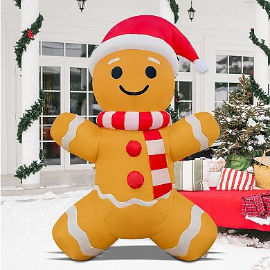 GOOSH 5.2FT Gingerbread Man Inflatable with Santa Hat and LED Lights for Christmas Décor