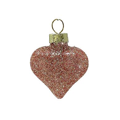 1.5 Inch Heart Pinecone and Star Pink Glass Christmas Tree Ornaments 12 Piece Set