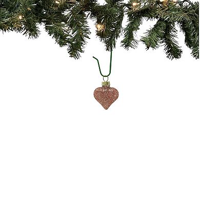 1.5 Inch Heart Pinecone and Star Pink Glass Christmas Tree Ornaments 12 Piece Set